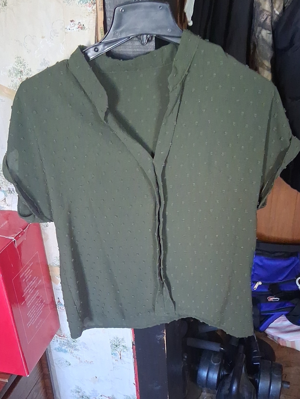 A Classy Chic Boutique Olive Green Textured Women's Blouse